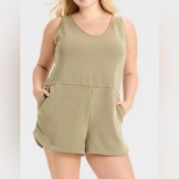 a new day Pants - Women’s Sandwash Mini Romper-Olive Green large